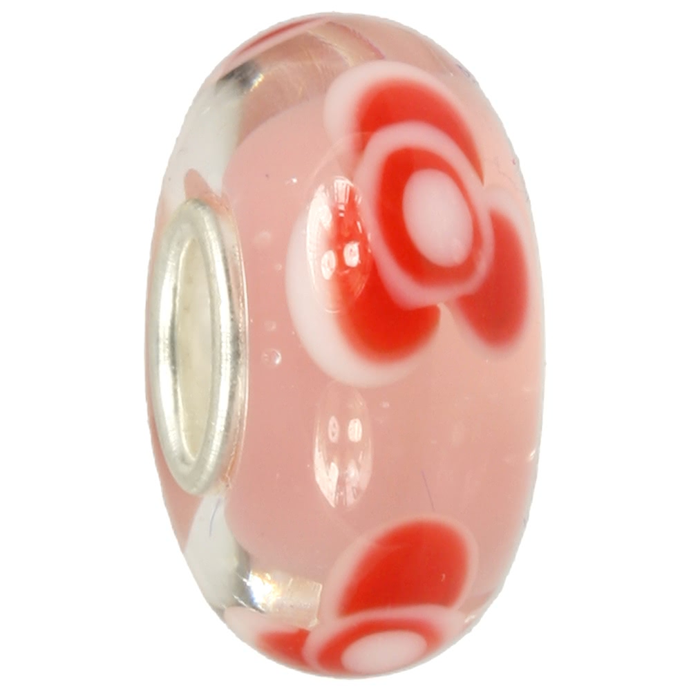  IMPPAC Glas Bead Rose  pink 925 Sterling ...