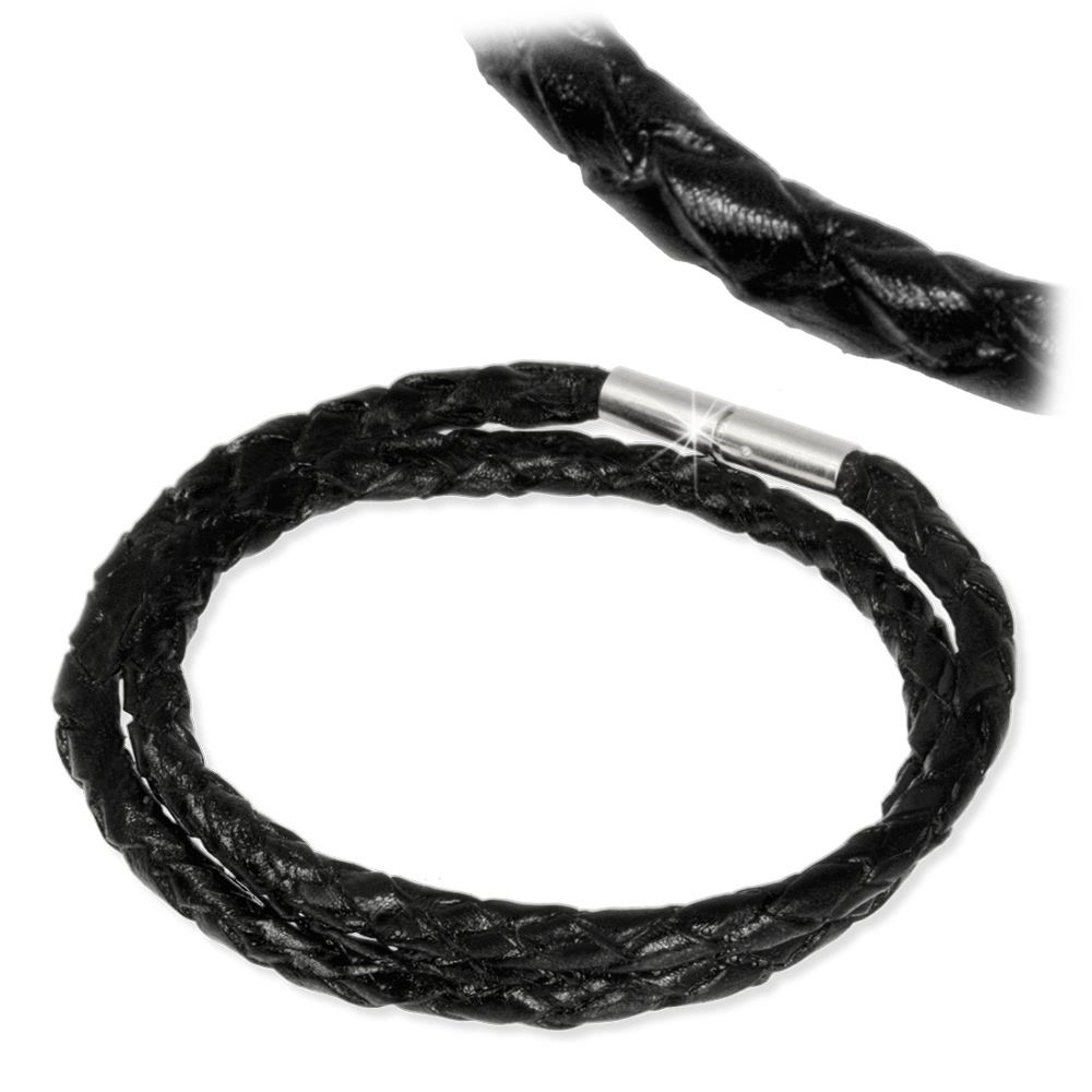  IMPPAC black braided  leather bracelet twice ...