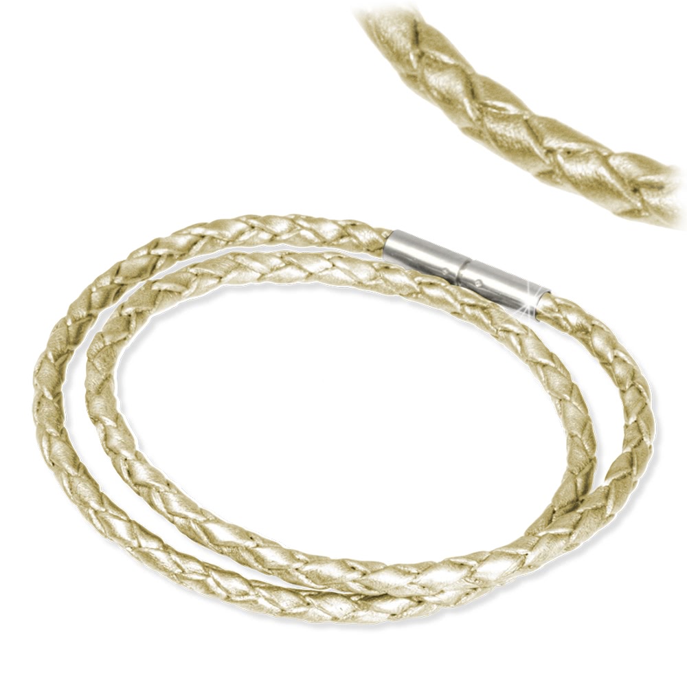  IMPPAC perla pulsera de cuero trenzado doble