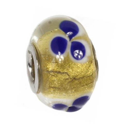 SMQZ03 925 Murano Glas Bead gold klar für Pandora