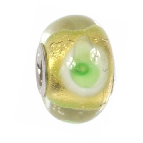 SMQZ04 925 Murano Glas Bead gold klar für Pandora