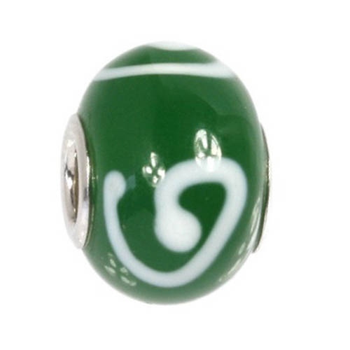 SMQZ06 925 Murano Bead grün Kringel für Pandora