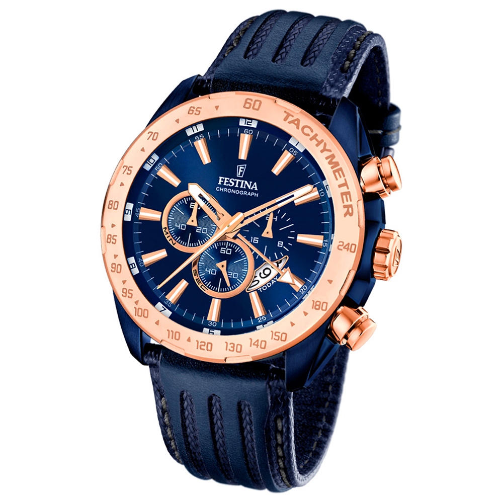 Bild von Festina Herren-Armbanduhr Special Edition Chronograph Leder dunkelblau UF16897/1