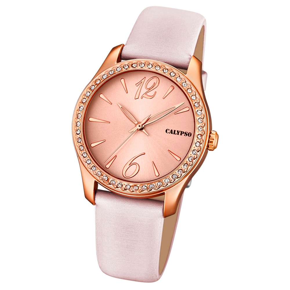 Bild von Calypso Damen-Armbanduhr Trendy analog Quarz Leder Textil rosé UK5717/5