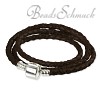 IMPPAC Clip Lederarmband geflochten braun dreifach  925er Silber IMPPAC Silberbeads SMLA27XX