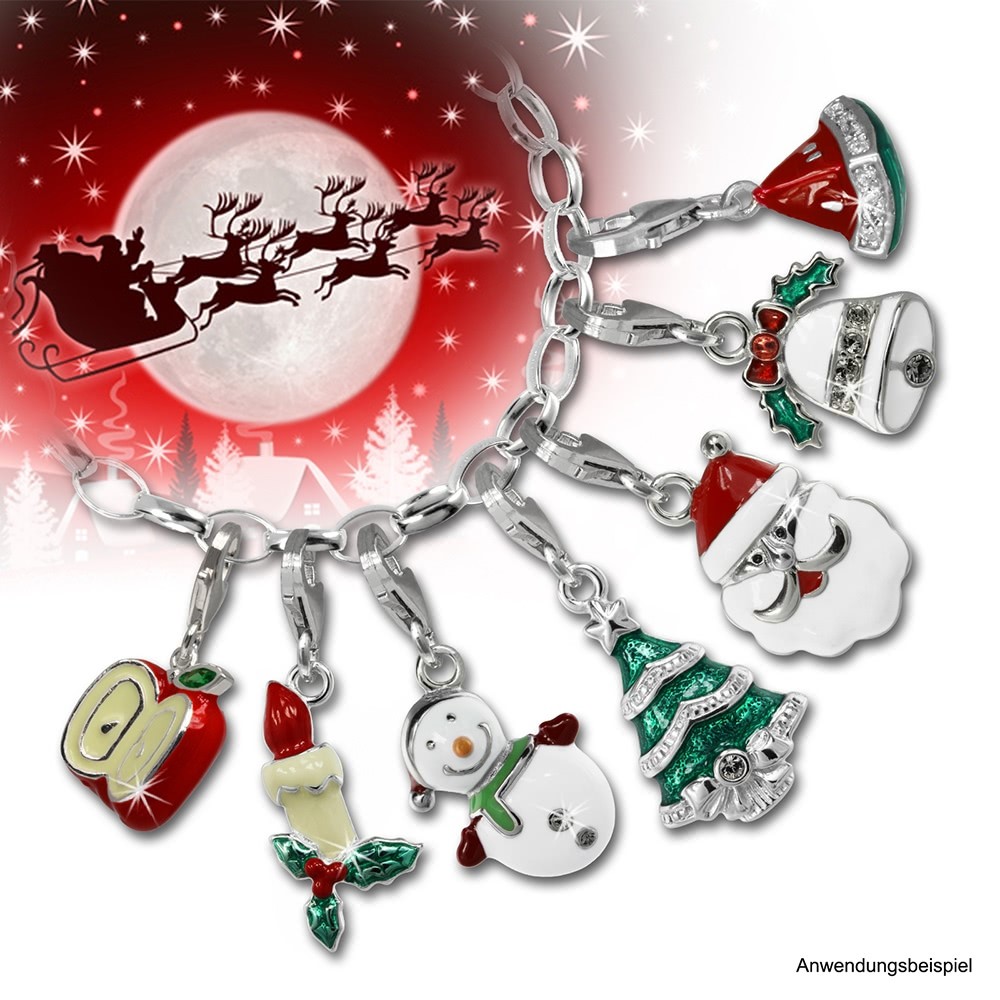 SilberDream Charm In Argento 925 Melone Con Zirconi - Ciondolo Per Bracciale O Collana, Colori Rosso E Verde, Gioiello Fatto A Mano