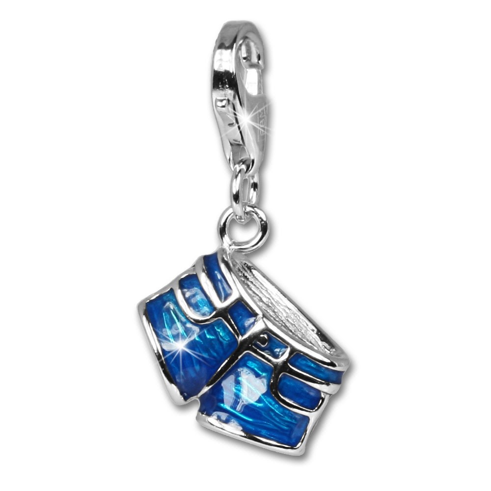 SilberDream Charm Wal 925er Silber Emaille Armband Anhänger hellblau FC827H