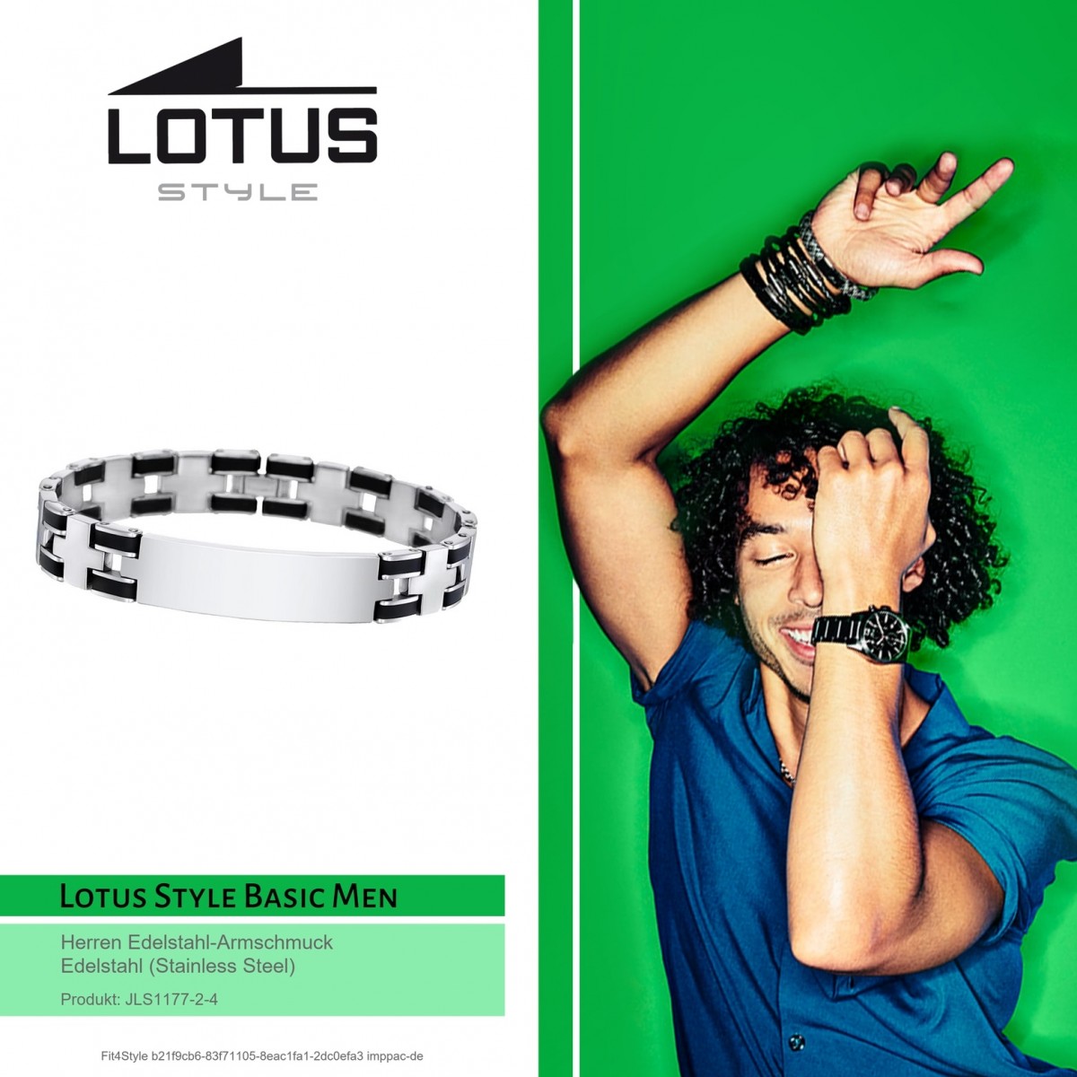 LS Armband Edelstahl schwarz Lotus Style Herren Schmuck JLS1177-2-4 