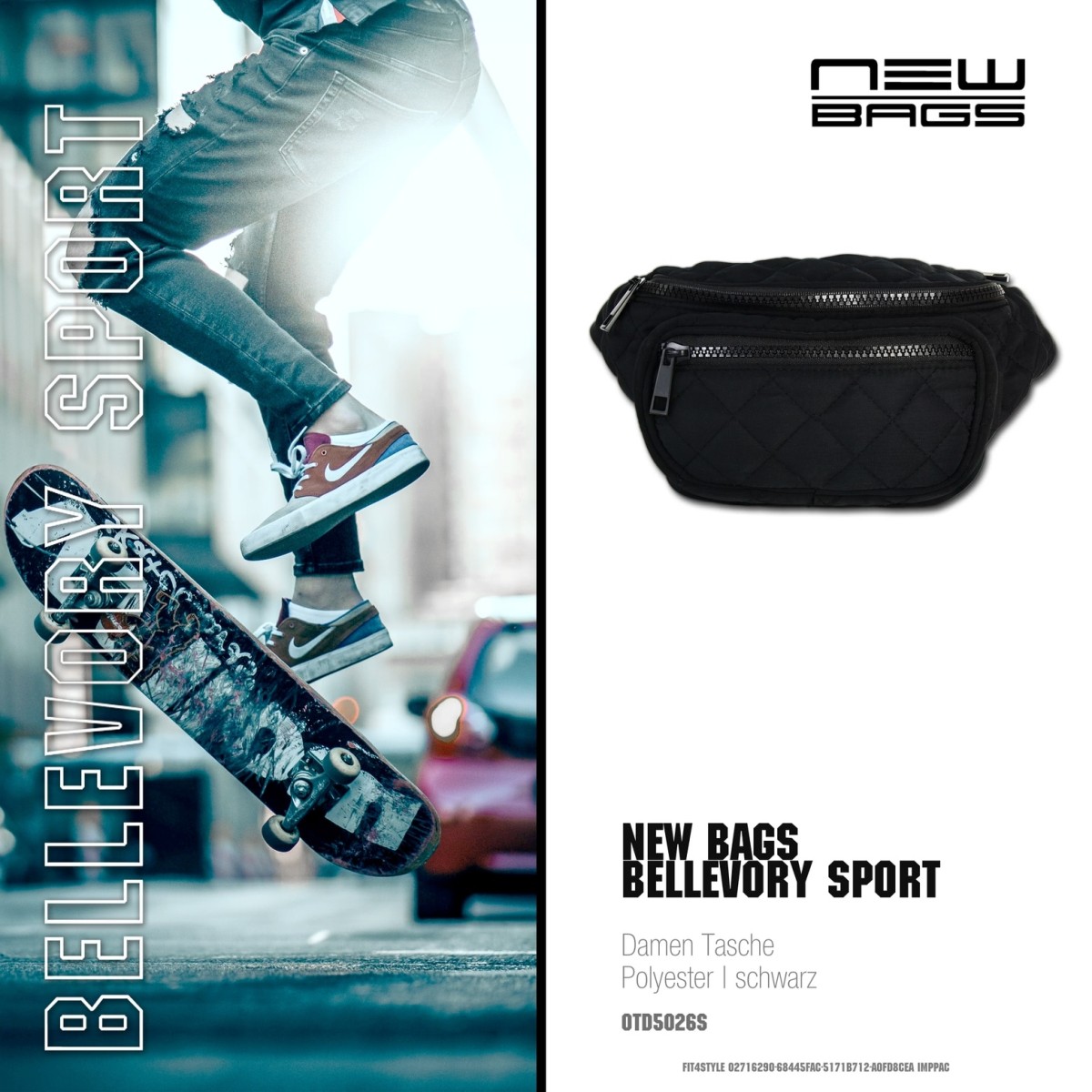 New Bags sportlich gesteppte Gurteltasche too cool for you schwarz OTD5026S