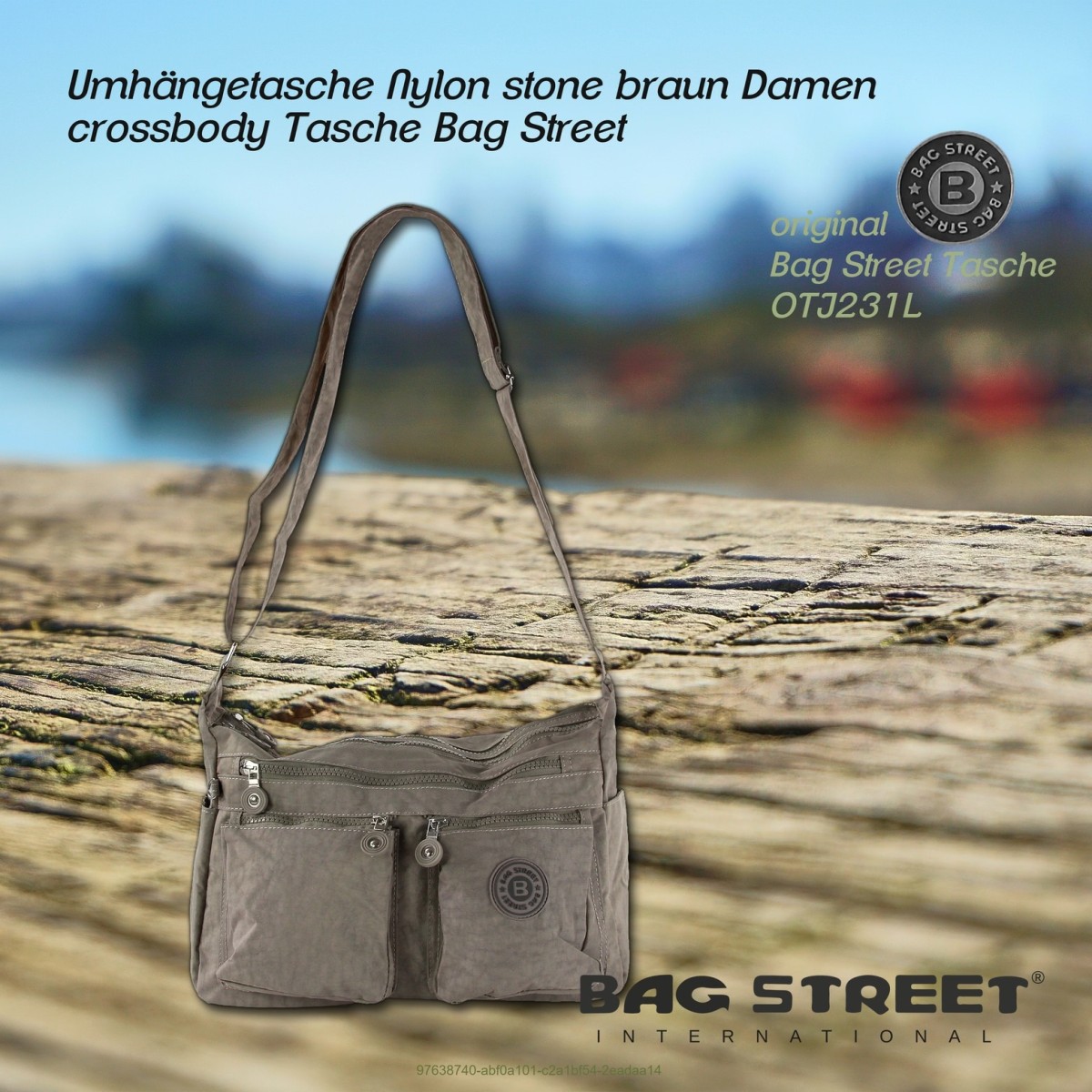 Umhangetasche Nylon stone braun Damen crossbody Tasche Bag Street OTJ231L