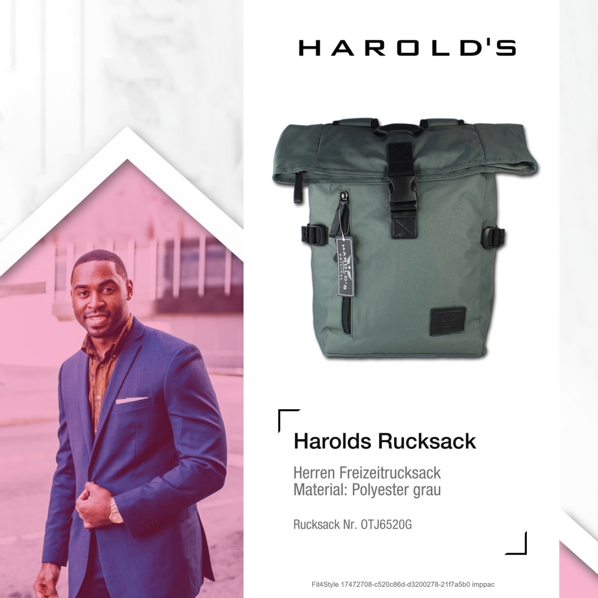 Harolds Rucksack Polyester grau unisex Freizeitrucksack OTJ6520G