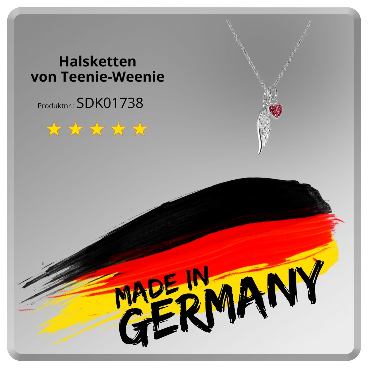 Halskette 42cm Flügel-Herz 925 Silber Schmuck silber Teenie-Weenie SDK01738 