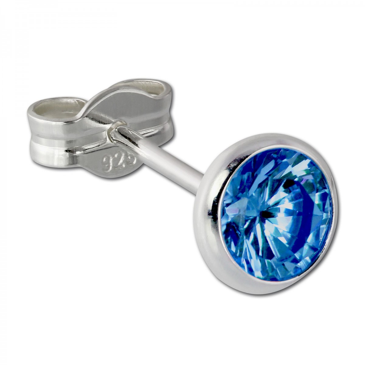 Ohrstecker Ohrring 5mm blau Zirkonia SilberDream SDO5535B 925 Silber
