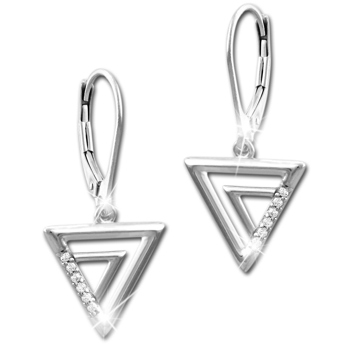 SilberDream Schmuck Set Kette und Ohrringe Dreiecke Zirkonia 925er SDS49243