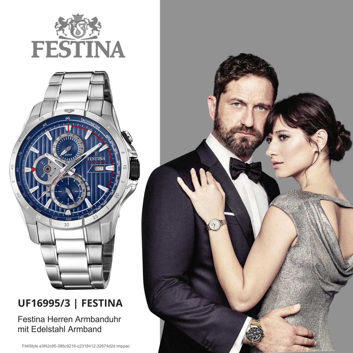 FESTINA Herren Uhr Multifunktion F16995 3 Quarz Edelstahl silber