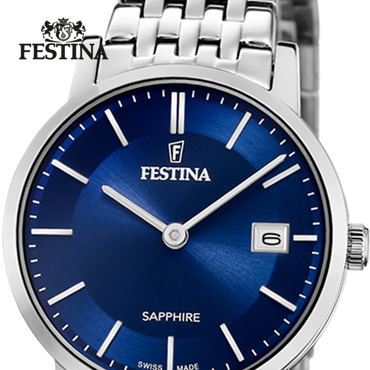 Festina Edelstahl Damenuhr Swiss Armbanduhr Made UF20019/2 silber