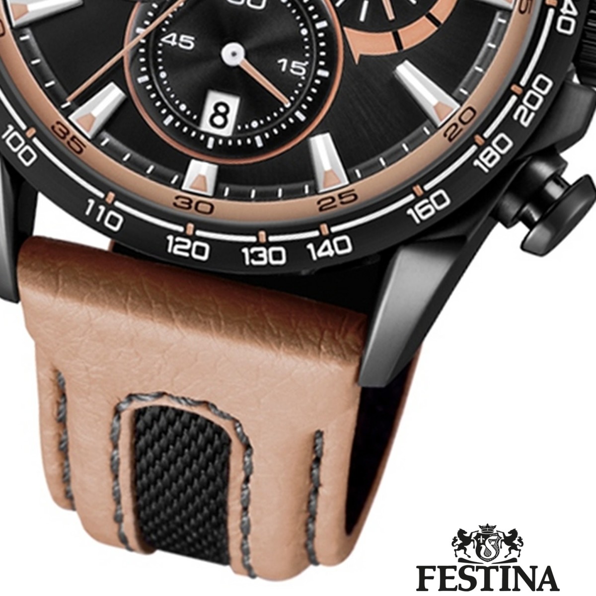 Festina Herren Armbanduhr The braun schwarz F20351/1 UF20351/1 Originals Leder