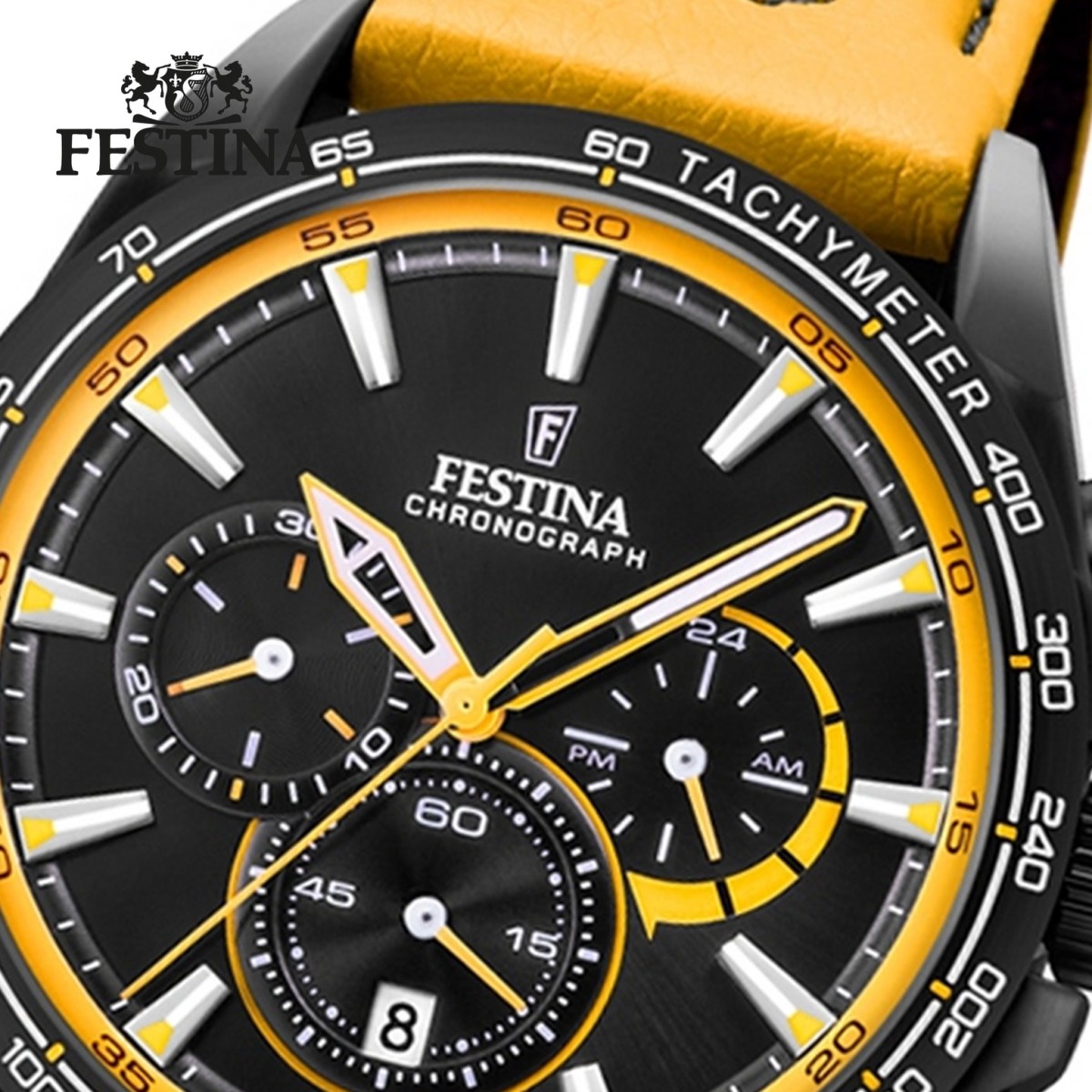 Festina Herren Armbanduhr The Originals F20351 4 Leder gelb schwarz UF20351 4