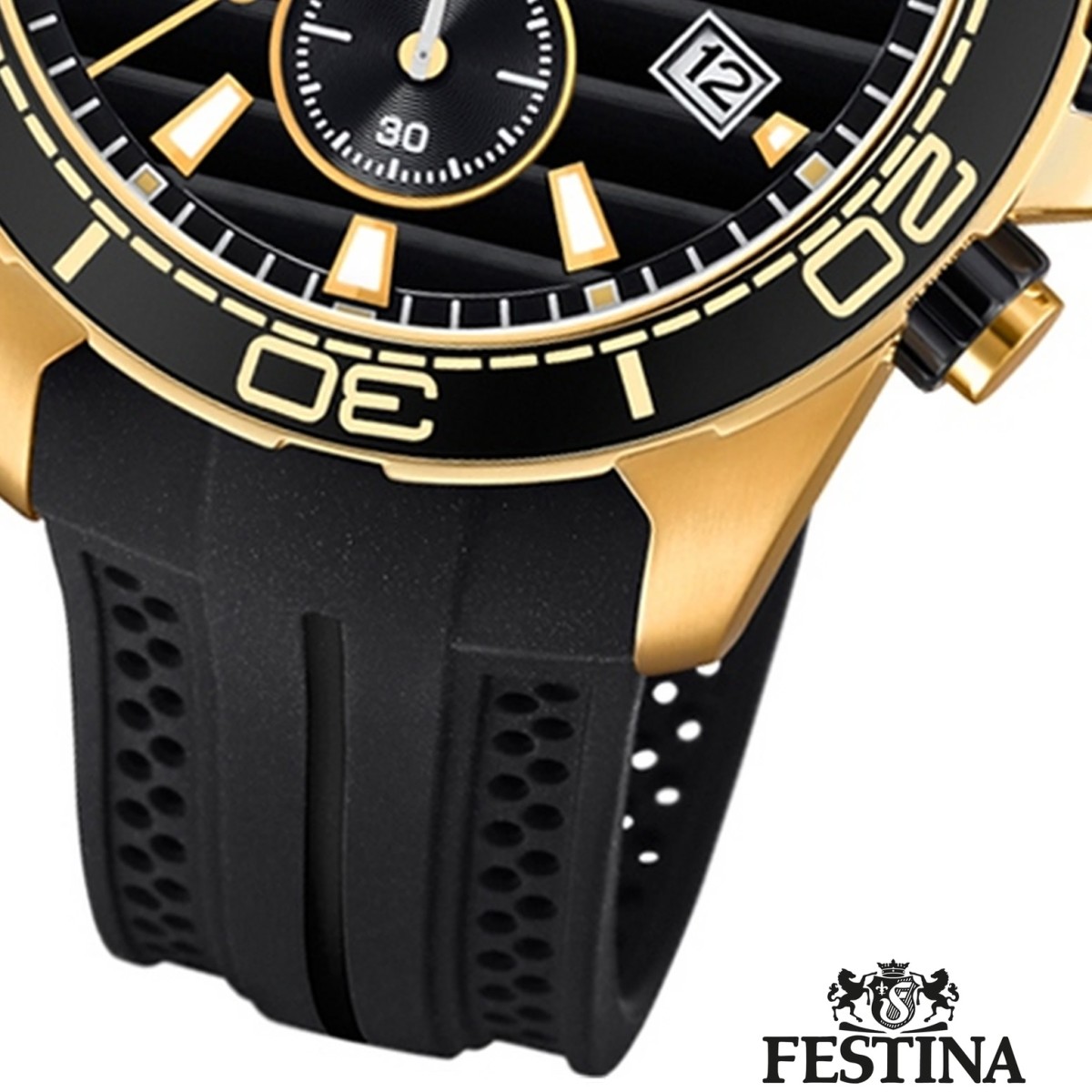 Festina Herren Armbanduhr The Originals F20368 1 Quarz PU schwarz