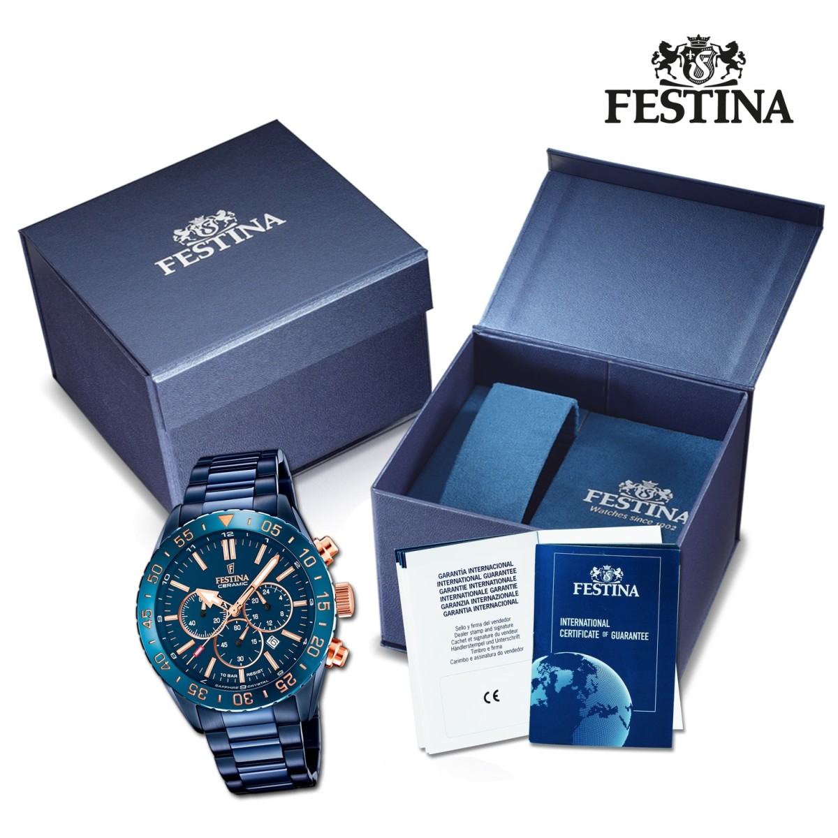 Festina Herrenuhr Keramik F20576/1 Armbanduhr Edelstahl schwarz UF20576/1