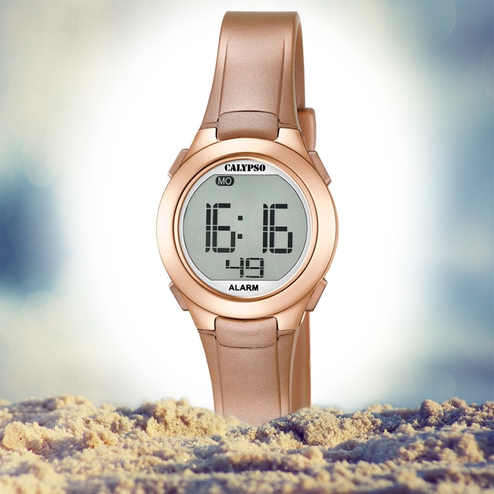 PU Damen-Armbanduhr roségold Calypso UK5677/3 Quarz digital Dame/Boy