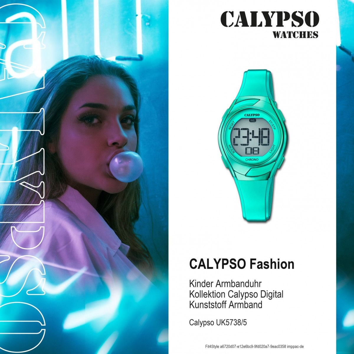 grün PU Kinder K5738/5 Calypso Quarz-Uhr Crush Armbanduhr Digital UK5738/5