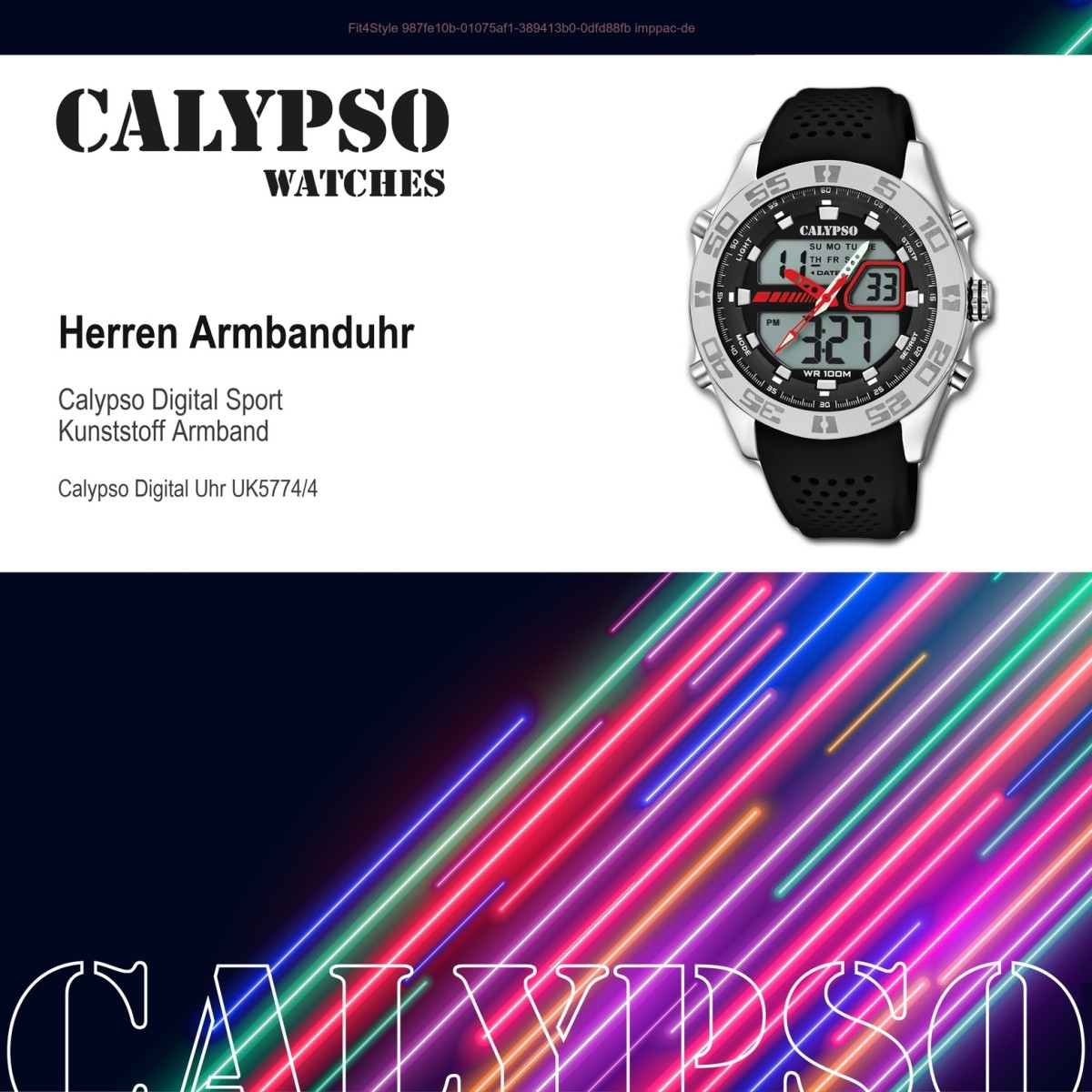 Calypso Herren Armbanduhr Street Style K5774/4 Quarz-Uhr PU schwarz UK5774/4