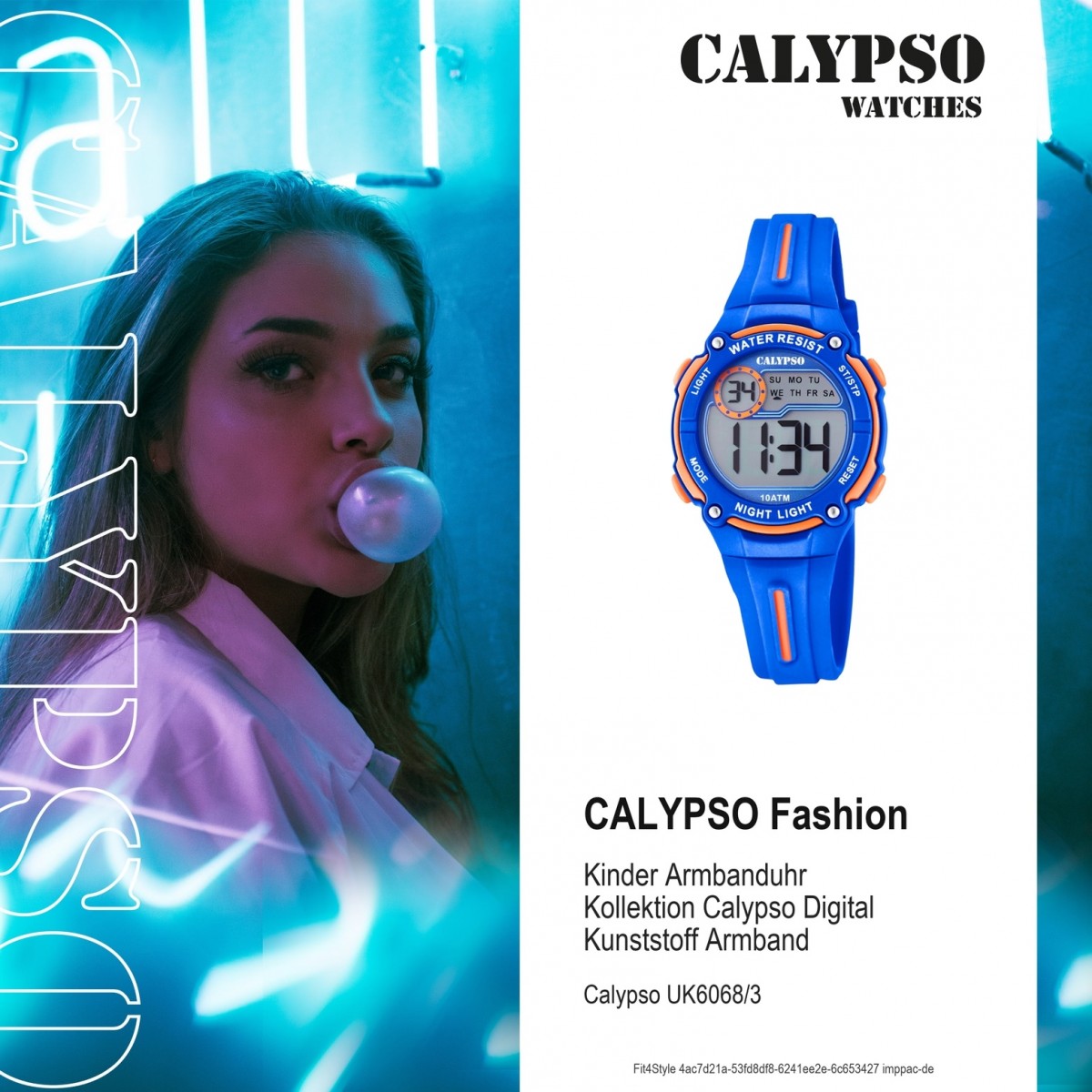 Calypso Kinder Armbanduhr Digital Crush K6068/3 Quarz-Uhr PU blau UK6068/3