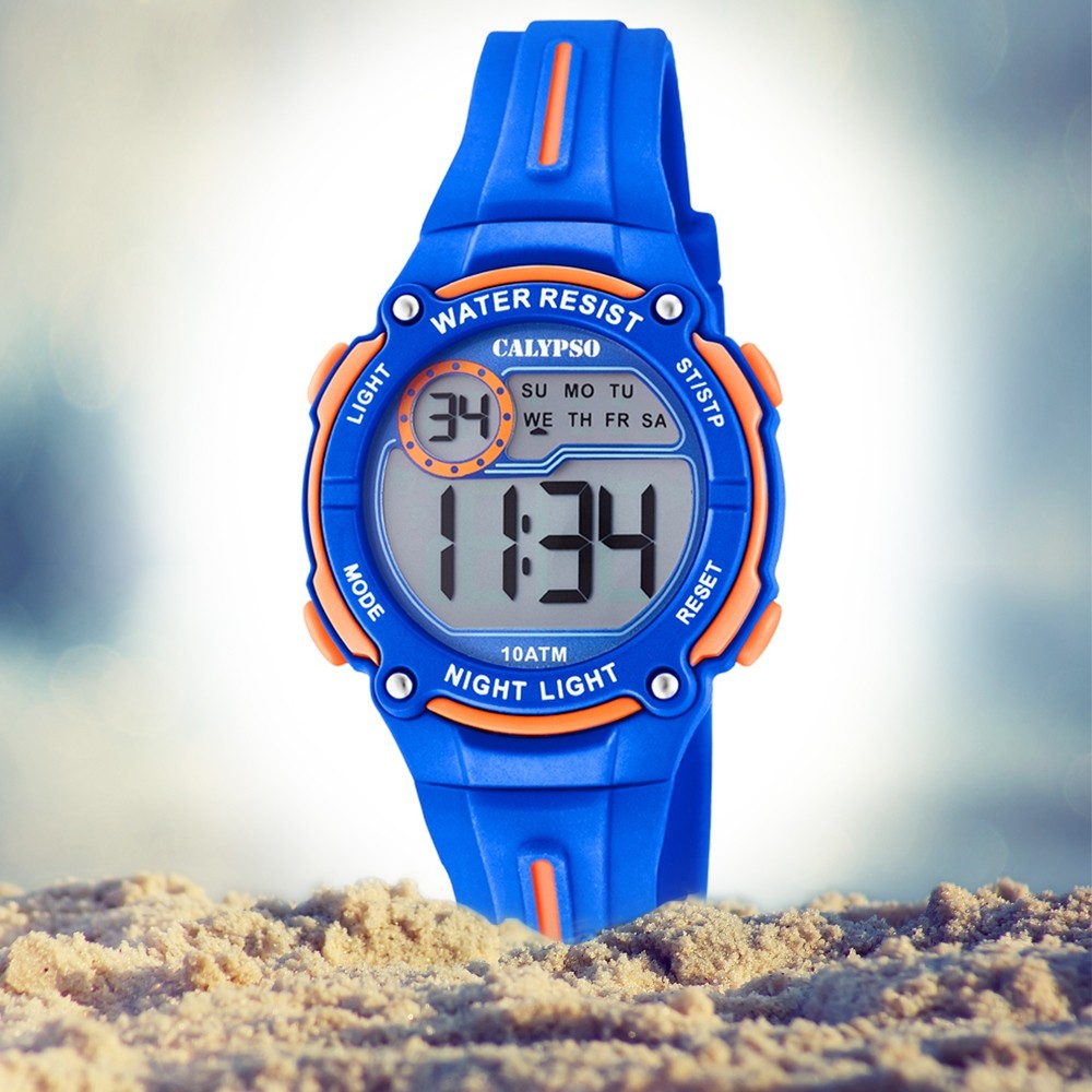 blau Digital K6068/3 Quarz-Uhr Kinder UK6068/3 Crush Calypso Armbanduhr PU