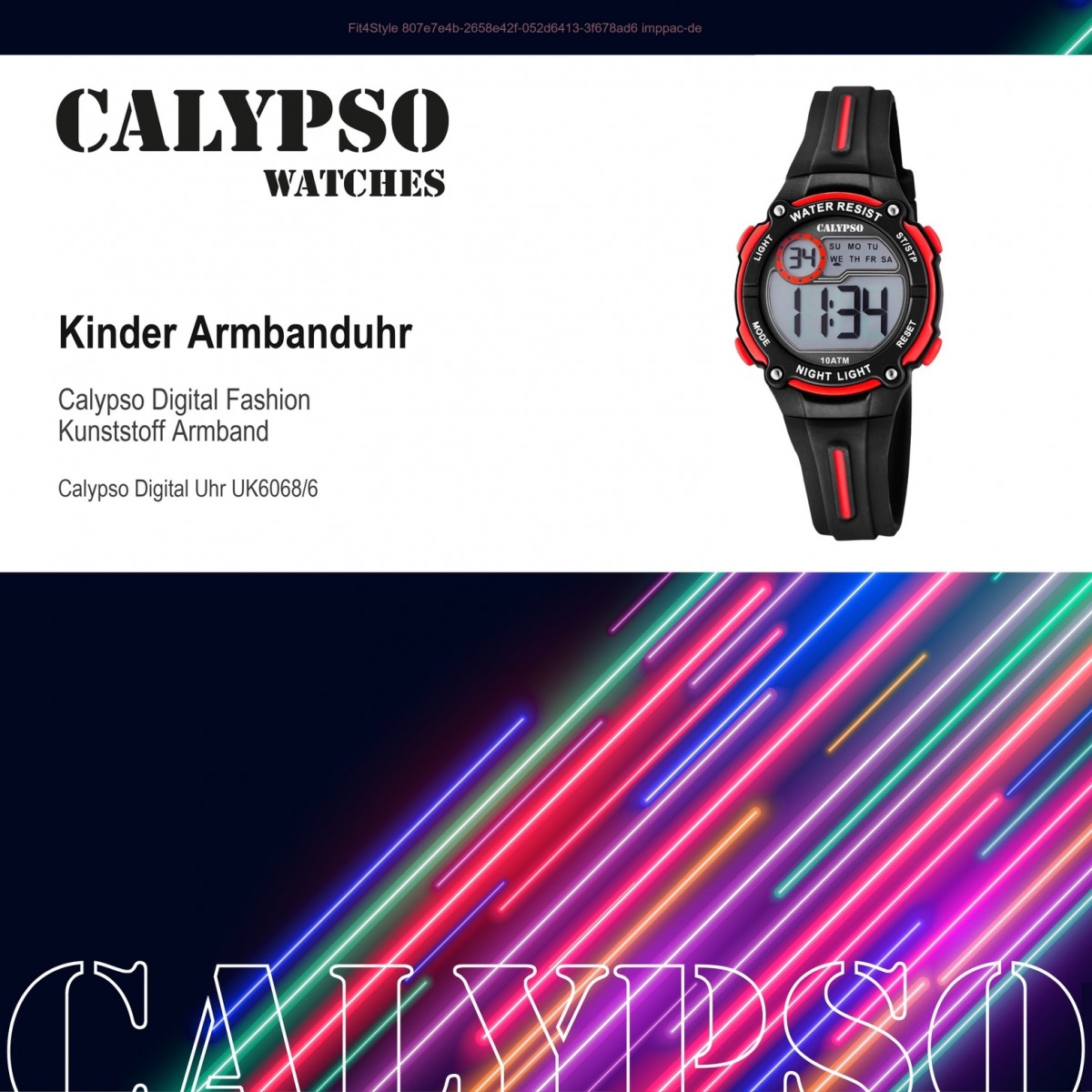 Kinder Calypso Digital Crush Armbanduhr schwarz Quarz UK6068/6 PU K6068/6