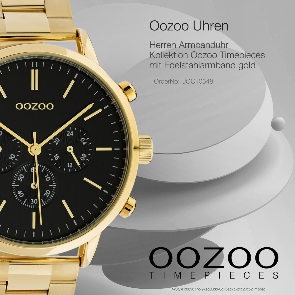 Oozoo Herren Armbanduhr Timepieces C10548 Analog Edelstahl gold UOC10548