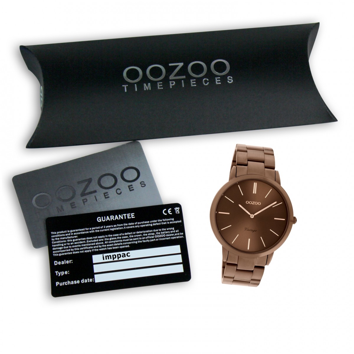 Oozoo Damen Herren Armbanduhr Ultra Slim C20103 Analog Edelstahl braun  UOC20103