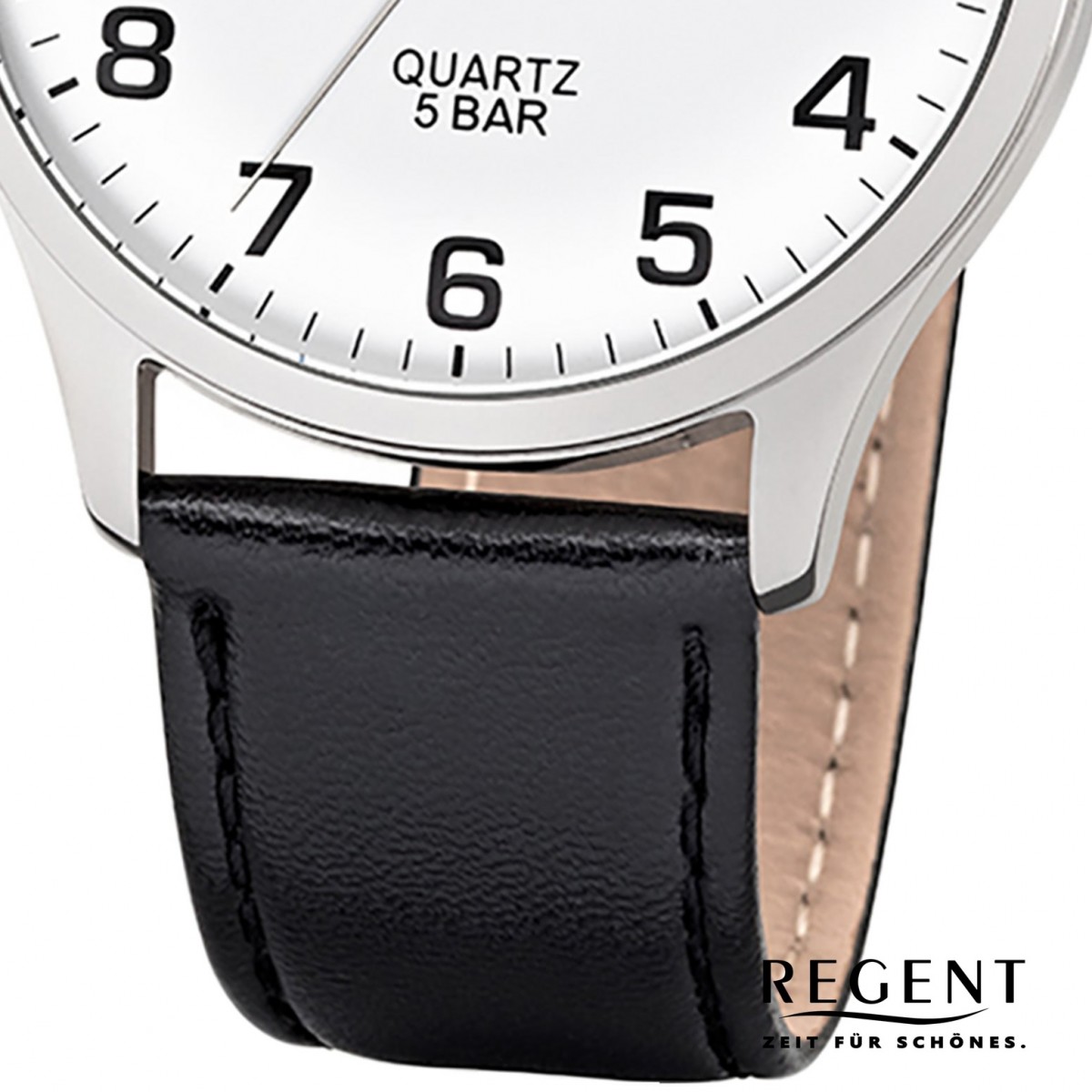 Regent Herren-Armbanduhr Leder-Armband Quarz-Uhr schwarz UR1113405 F-1241