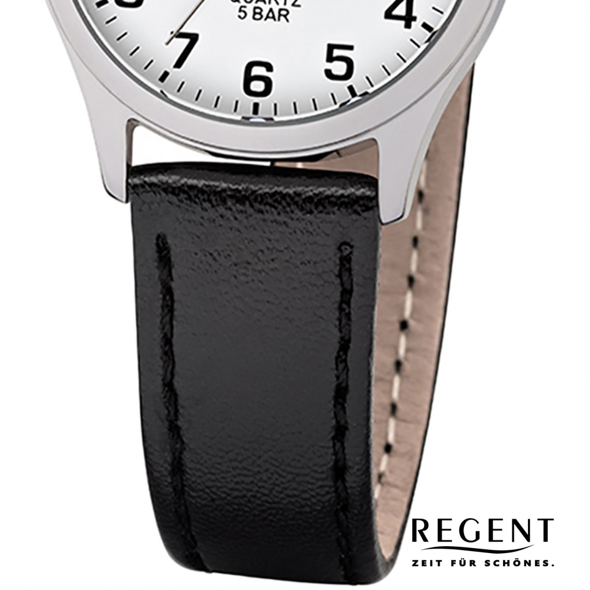 Regent Damen-Armbanduhr Leder-Armband schwarz UR2113418 Quarz-Uhr F-1309