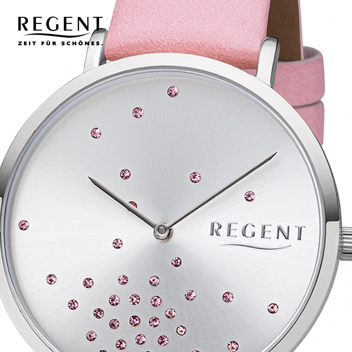 Regent Damen Armbanduhr Analog BA-597 Quarz-Uhr Leder rosa URBA597