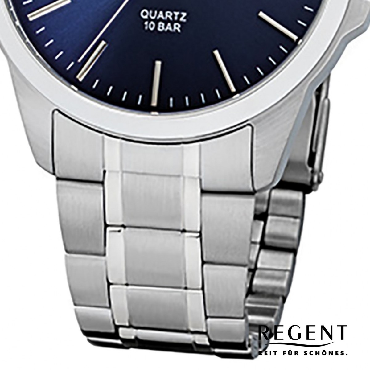 Regent Herren-Armbanduhr 32-F-1011 Quarz-Uhr Edelstahl-Armband URF1011 silber