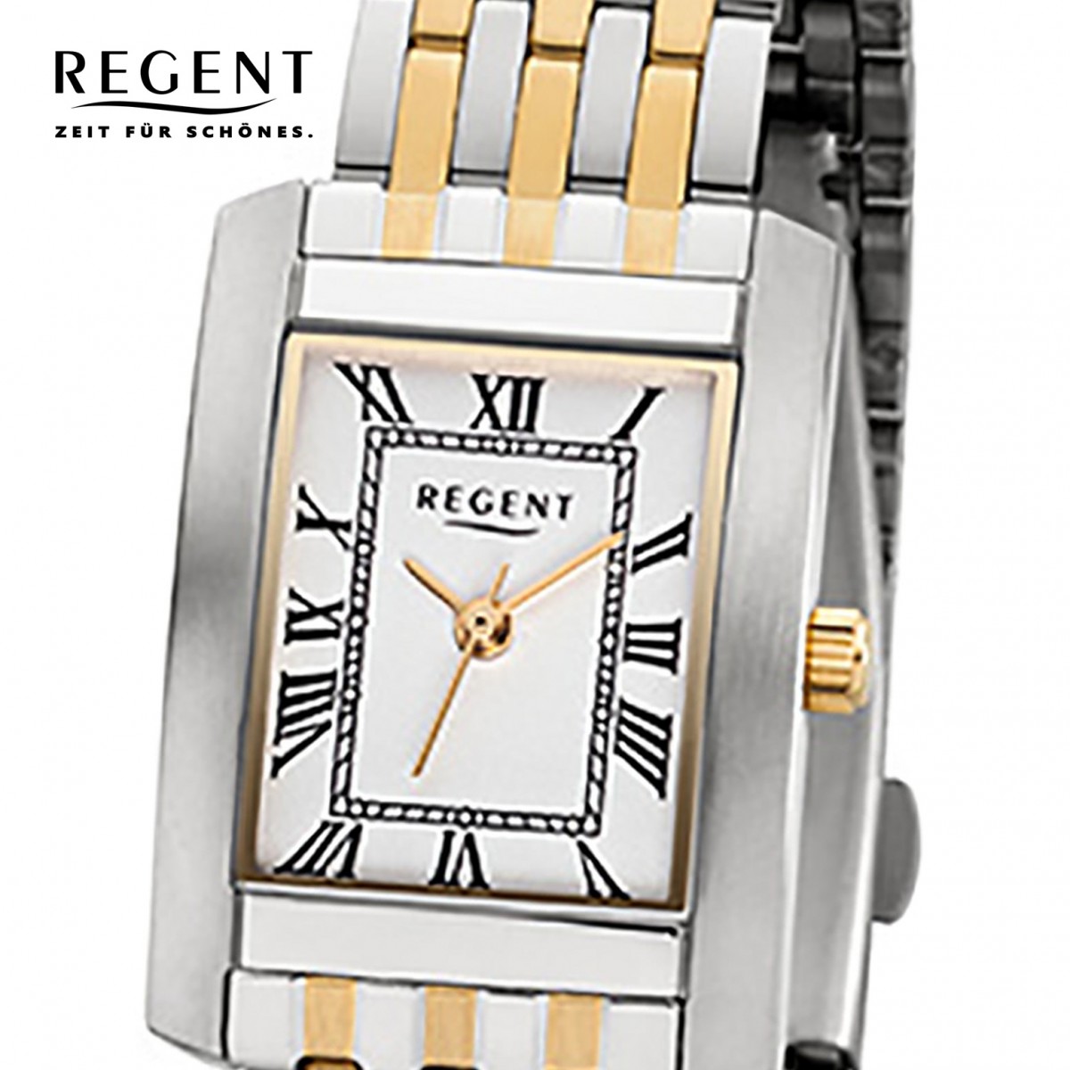 URF105 32-F-1052 Damen-Armbanduhr gold Regent silber Edelstahl-Armband Quarz-Uhr URF1052