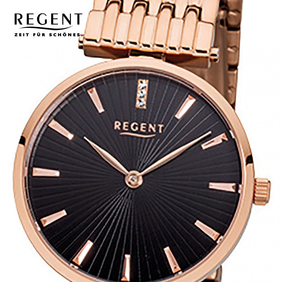 Regent URF1059 Damen-Armbanduhr rosegold Quarz-Uhr Edelstahl-Armband 32-F-1059