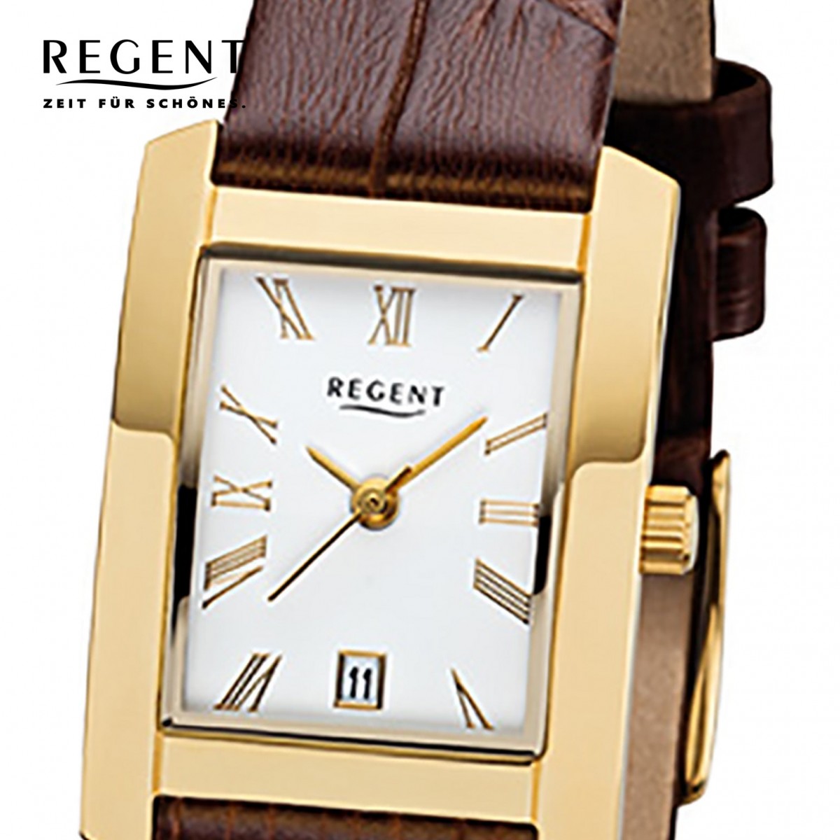 braun Leder-Armband Regent URF1069 Quarz-Uhr 32-F-1069 Damen-Armbanduhr