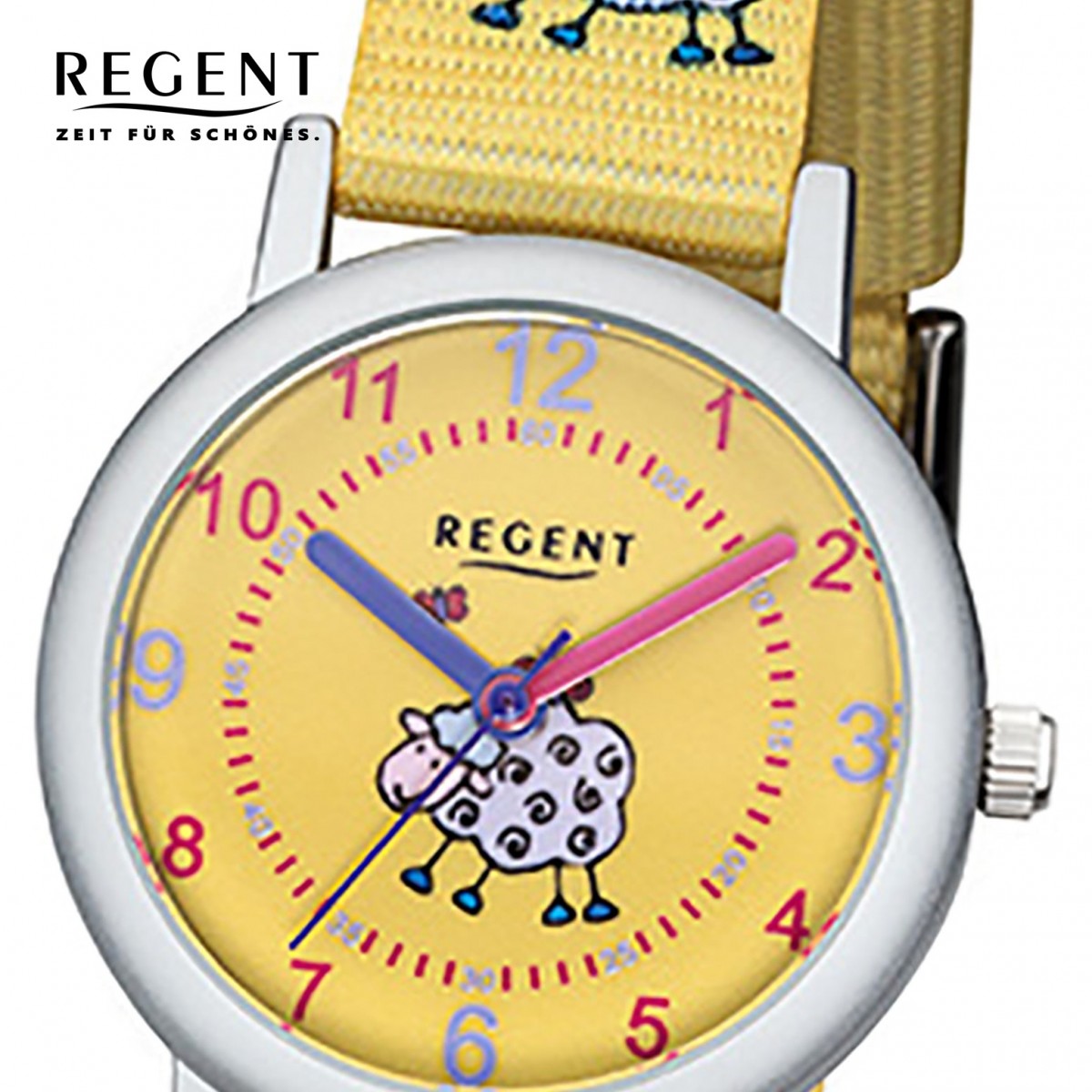 Regent Kinder-Armbanduhr 32-F-1134 Quarz-Uhr Textil, Stoff-Armband gelb  URF1134