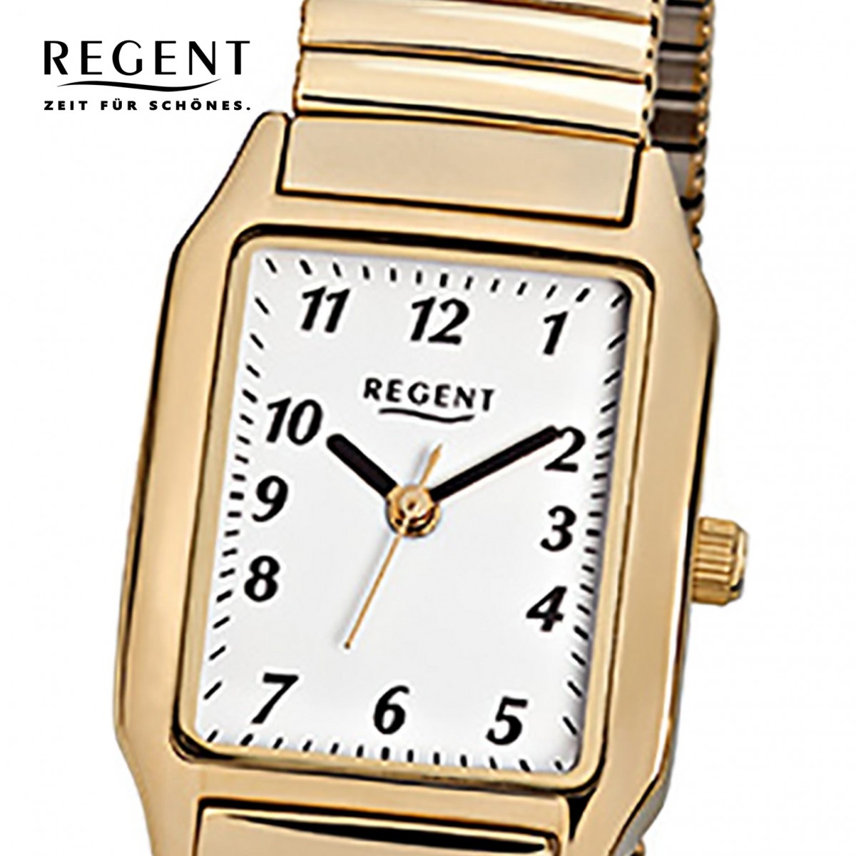 Regent Damen-Armbanduhr gold Stahl-Armband URF269 Quarz-Uhr F-269
