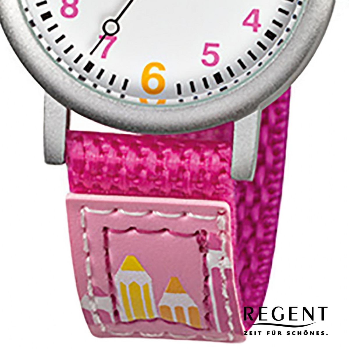 URF730 pink Mädchen Armbanduhr Quarz Textil Kinder Regent Aluminium Stifte Uhr