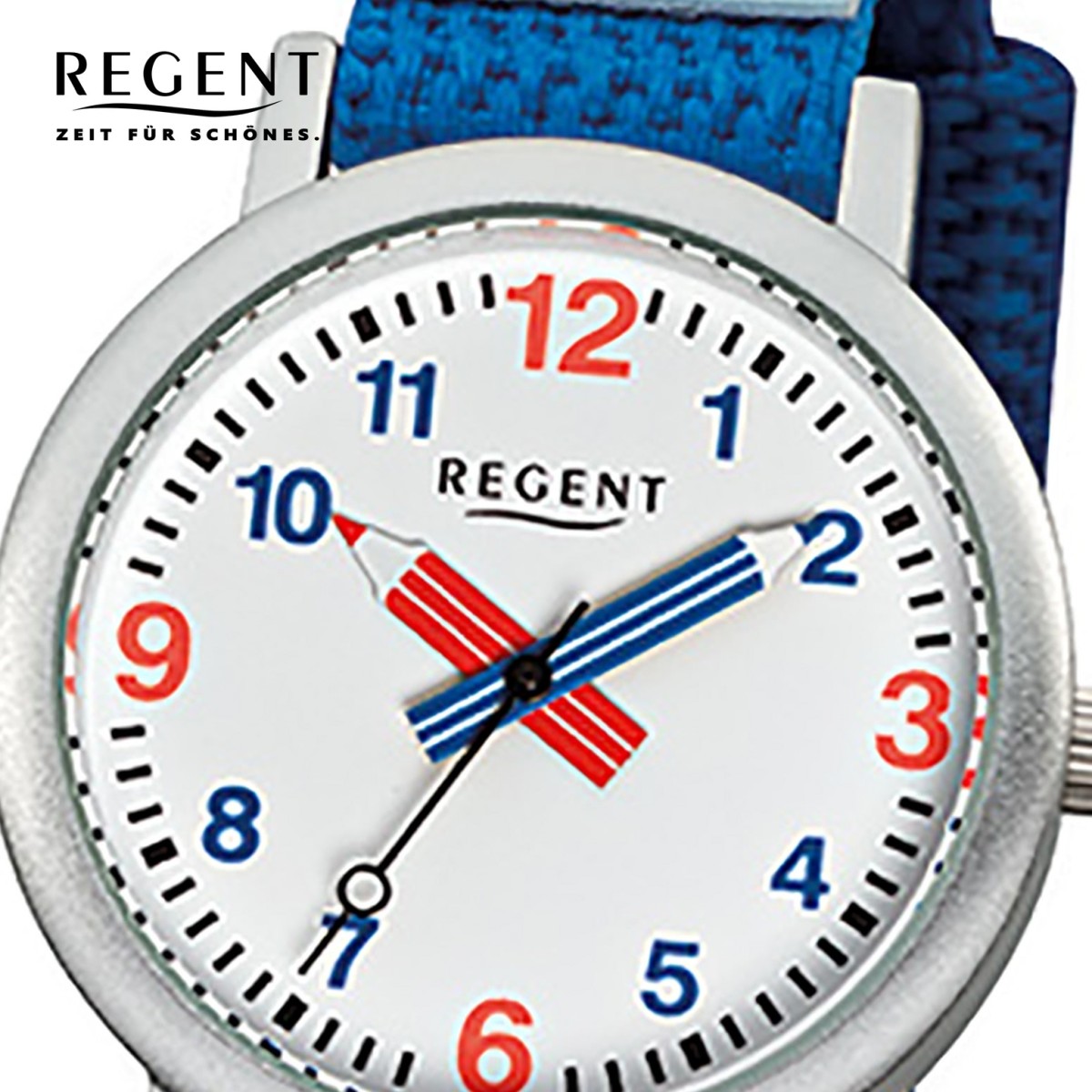 Jungen Stifte Regent Quarz blau Kinder Uhr URF731 Armbanduhr Textil Aluminium