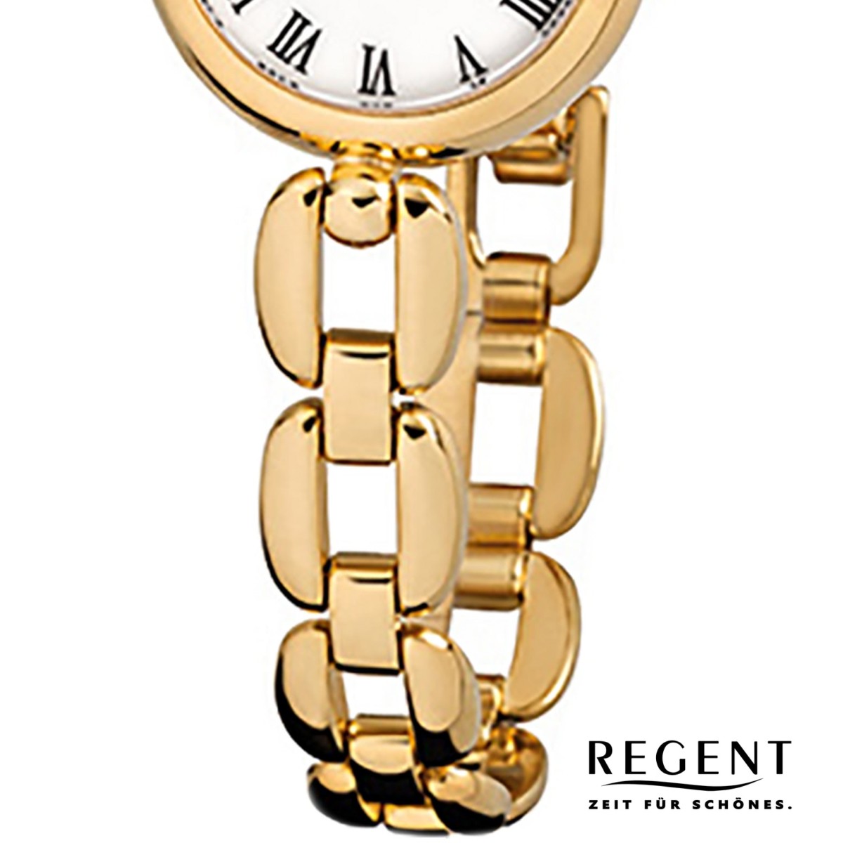 Regent Damen-Armbanduhr F-263 Quarz-Uhr Mini Stahl-Armband gold URF263