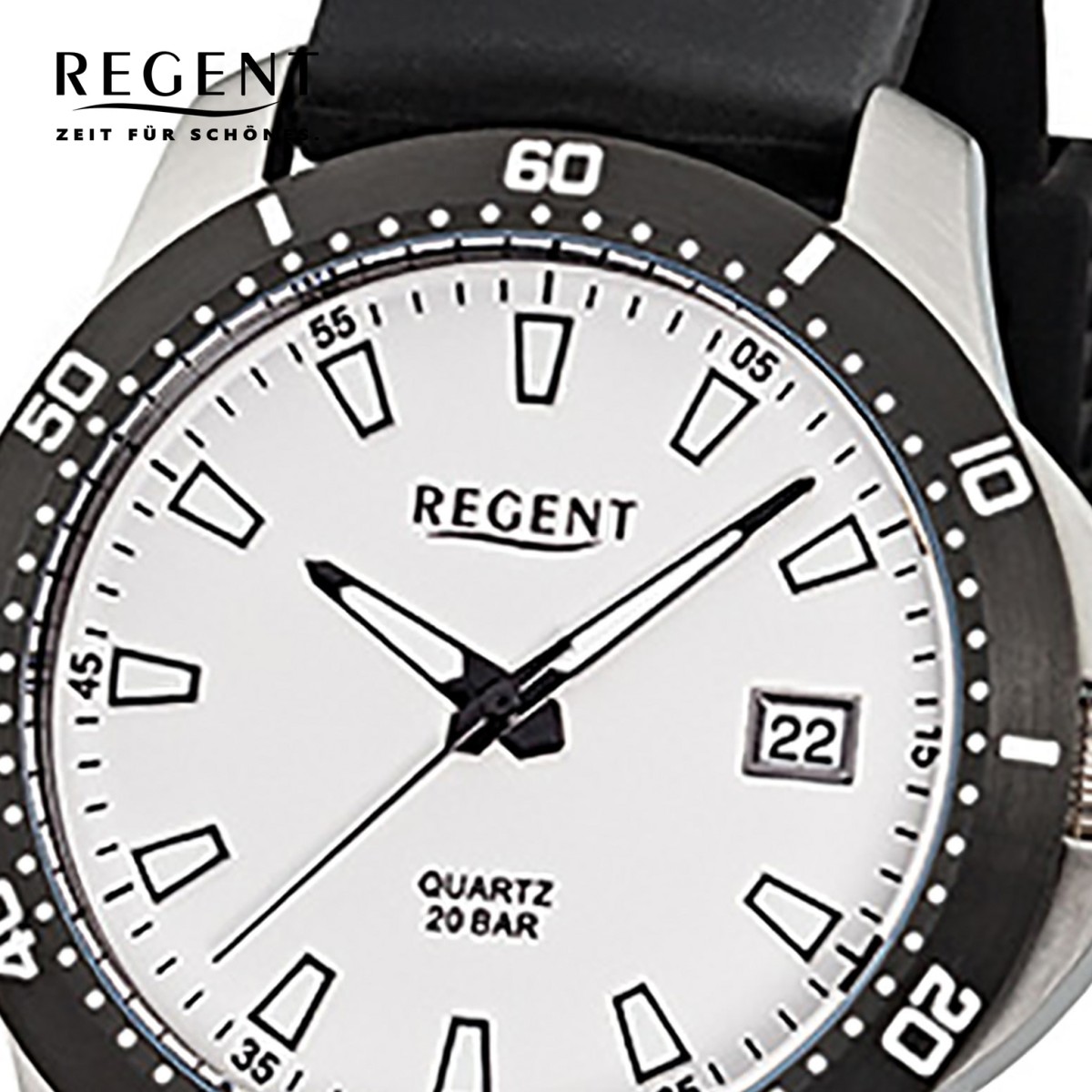 Regent Herren-Armbanduhr F-912 Quarz-Uhr Kunststoff-Armband schwarz URF912