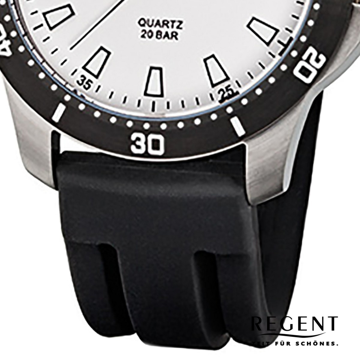 Regent Herren-Armbanduhr F-912 Quarz-Uhr Kunststoff-Armband schwarz URF912