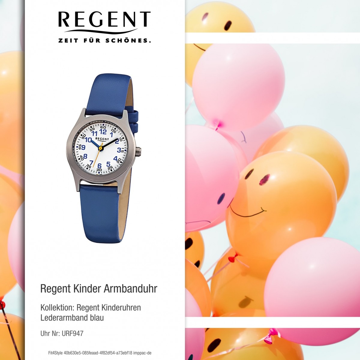 Kinder-Armbanduhr blau Regent Kinderuhren - Quarz - Leder URF947