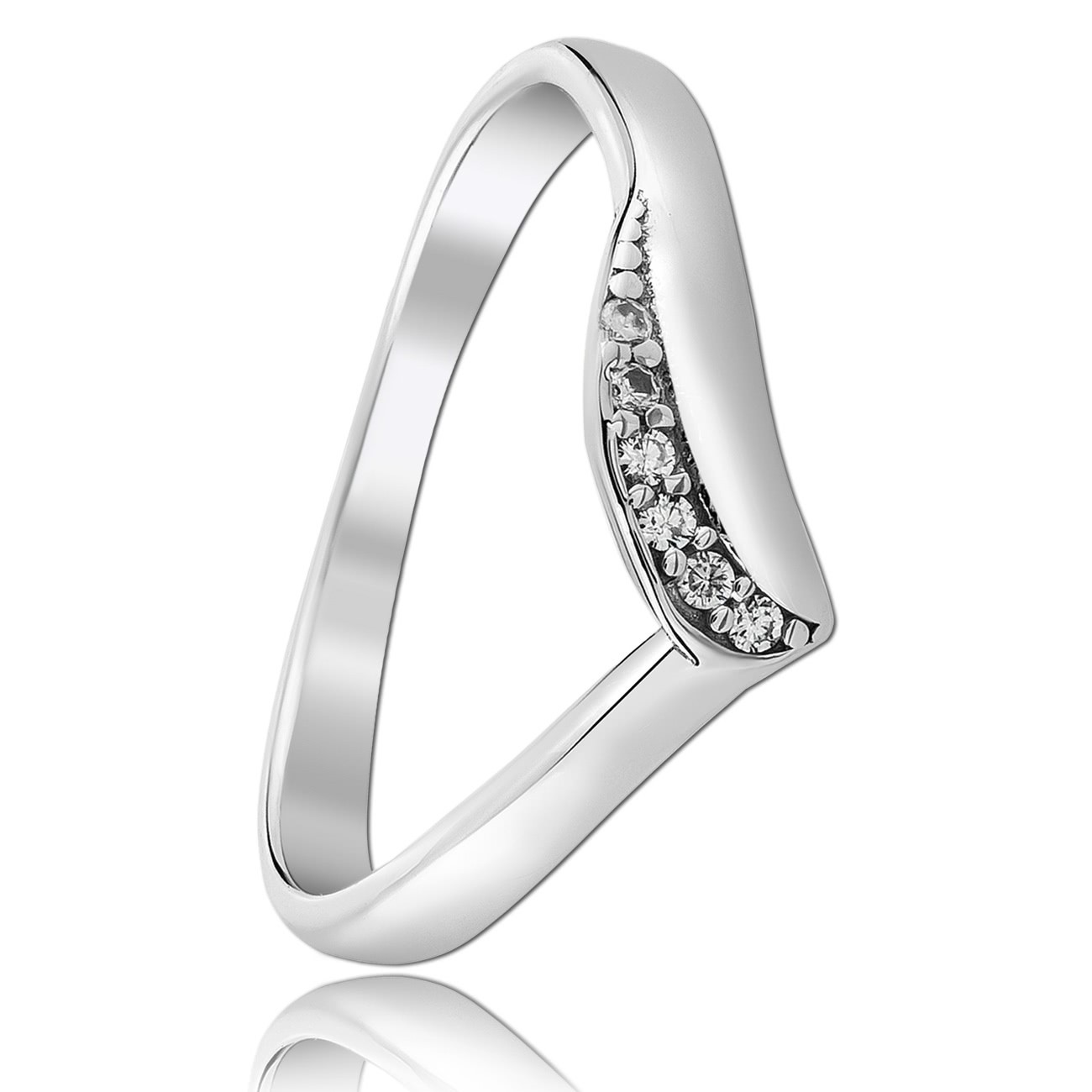 Balia Damen Wave Ring aus 925 Silber Zirkonia weiß Gr.58 BAR026W58