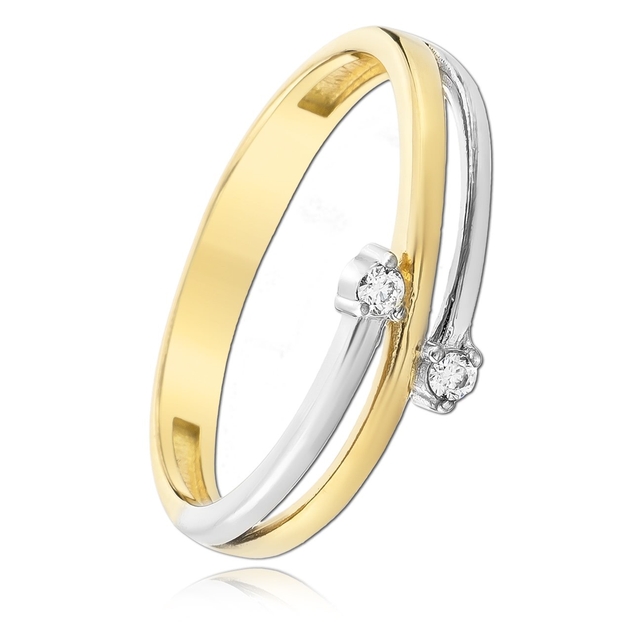 Balia Damen zweifarbiger Ring Zirkonia aus 333 Gold Gr.54 BGR034G54