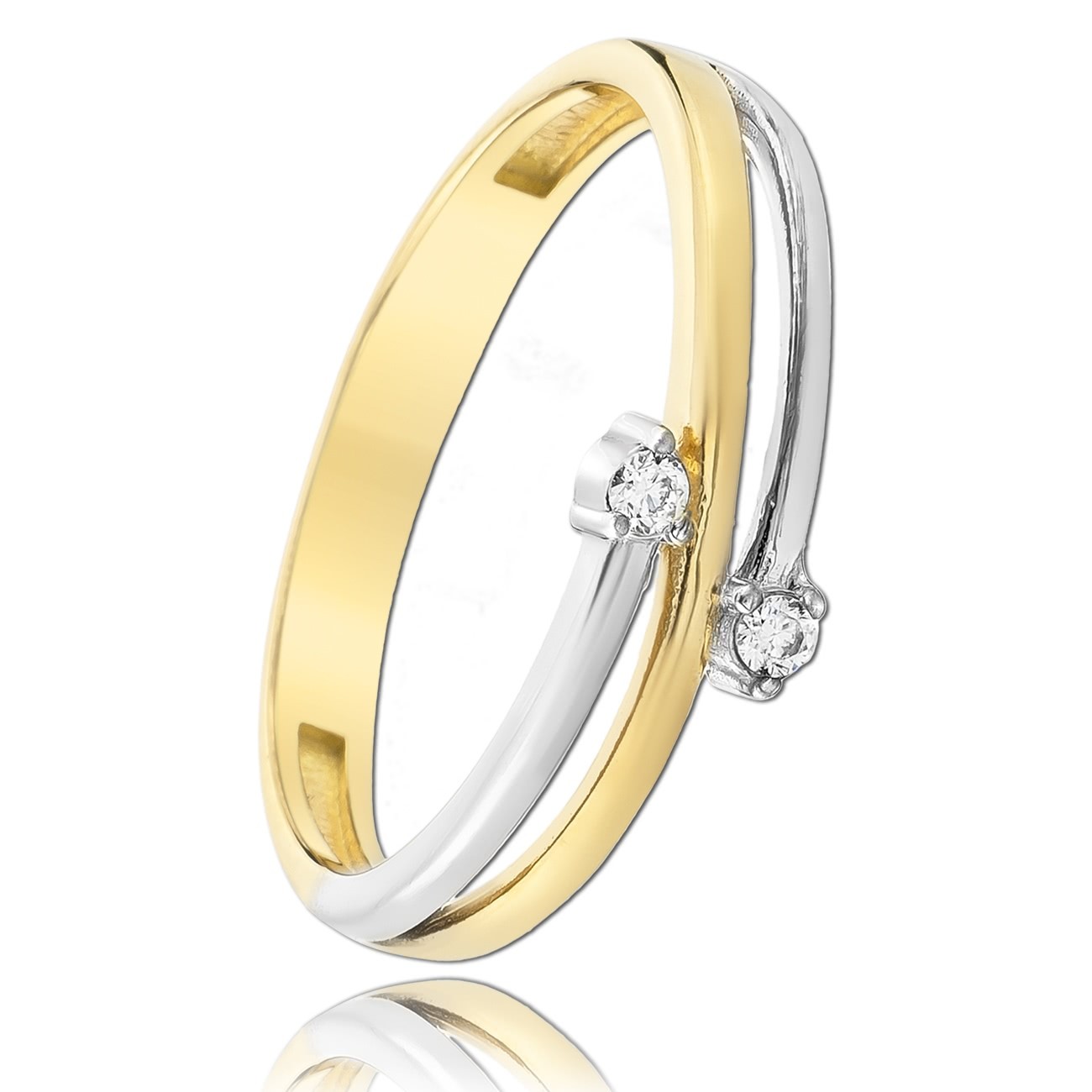 Balia Damen zweifarbiger Ring Zirkonia aus 333 Gold Gr.58 BGR034G58